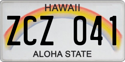 HI license plate ZCZ041