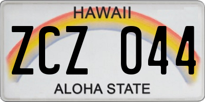 HI license plate ZCZ044