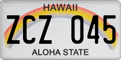 HI license plate ZCZ045