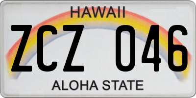 HI license plate ZCZ046