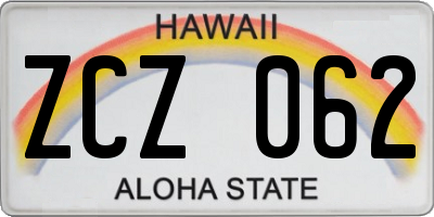 HI license plate ZCZ062