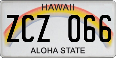 HI license plate ZCZ066