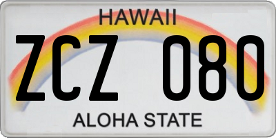 HI license plate ZCZ080