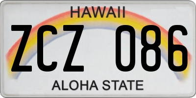 HI license plate ZCZ086