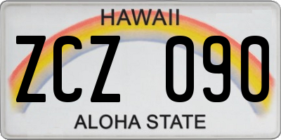 HI license plate ZCZ090
