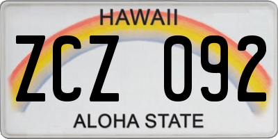HI license plate ZCZ092