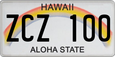 HI license plate ZCZ100