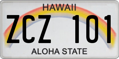 HI license plate ZCZ101