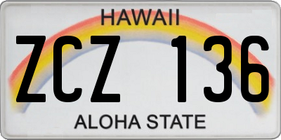 HI license plate ZCZ136