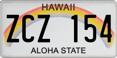 HI license plate ZCZ154