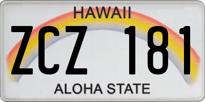 HI license plate ZCZ181