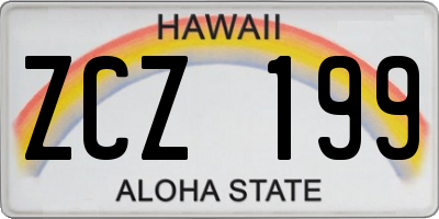 HI license plate ZCZ199