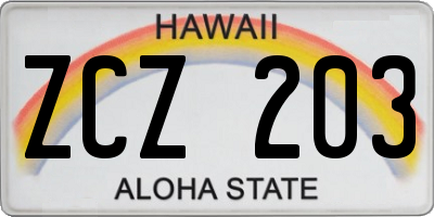 HI license plate ZCZ203