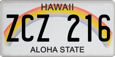 HI license plate ZCZ216