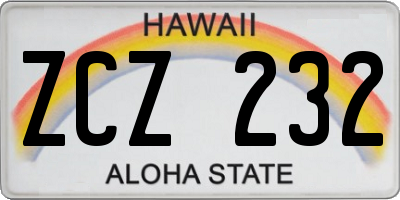 HI license plate ZCZ232