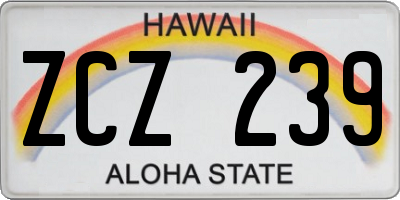 HI license plate ZCZ239