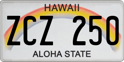 HI license plate ZCZ250