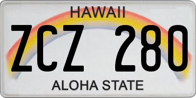 HI license plate ZCZ280
