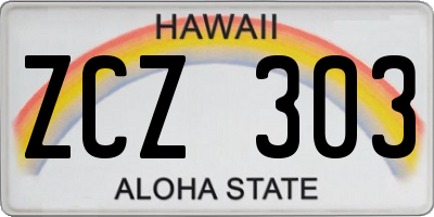 HI license plate ZCZ303