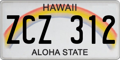 HI license plate ZCZ312