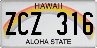 HI license plate ZCZ316