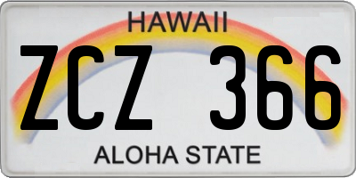 HI license plate ZCZ366