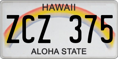HI license plate ZCZ375