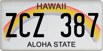 HI license plate ZCZ387