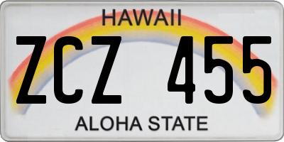 HI license plate ZCZ455
