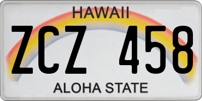 HI license plate ZCZ458