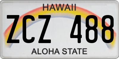 HI license plate ZCZ488