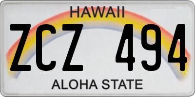 HI license plate ZCZ494