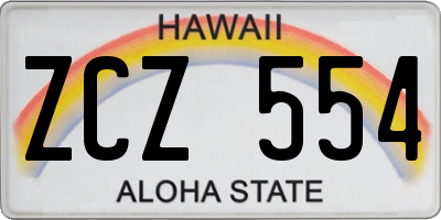 HI license plate ZCZ554