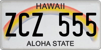 HI license plate ZCZ555