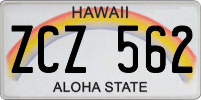 HI license plate ZCZ562