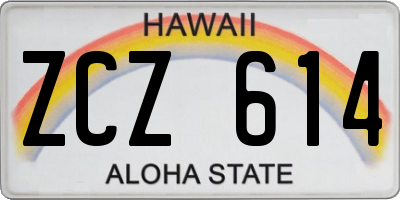 HI license plate ZCZ614