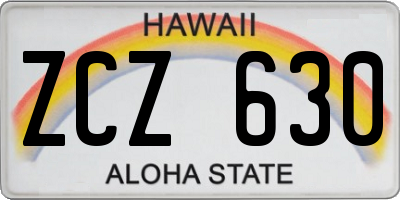 HI license plate ZCZ630