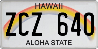 HI license plate ZCZ640