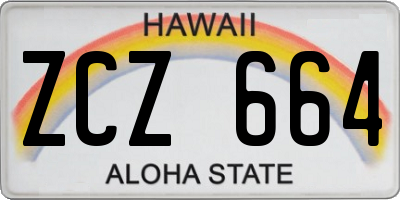 HI license plate ZCZ664