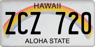 HI license plate ZCZ720