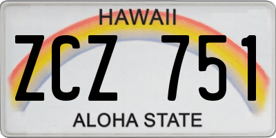 HI license plate ZCZ751