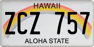 HI license plate ZCZ757