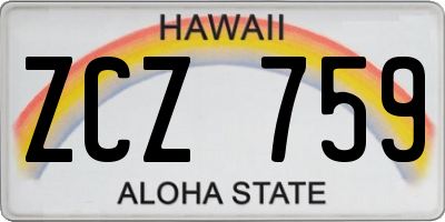 HI license plate ZCZ759