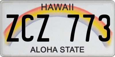 HI license plate ZCZ773