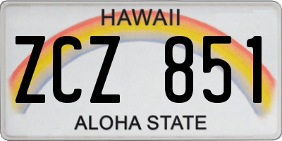 HI license plate ZCZ851