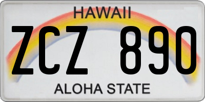 HI license plate ZCZ890