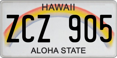 HI license plate ZCZ905