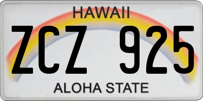 HI license plate ZCZ925