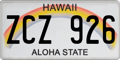 HI license plate ZCZ926