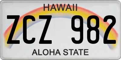 HI license plate ZCZ982